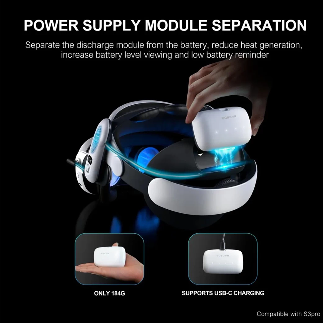 Meta Quest 3/3S : BOBOVR B100 10000mAH Battery Pack for S3 Pro