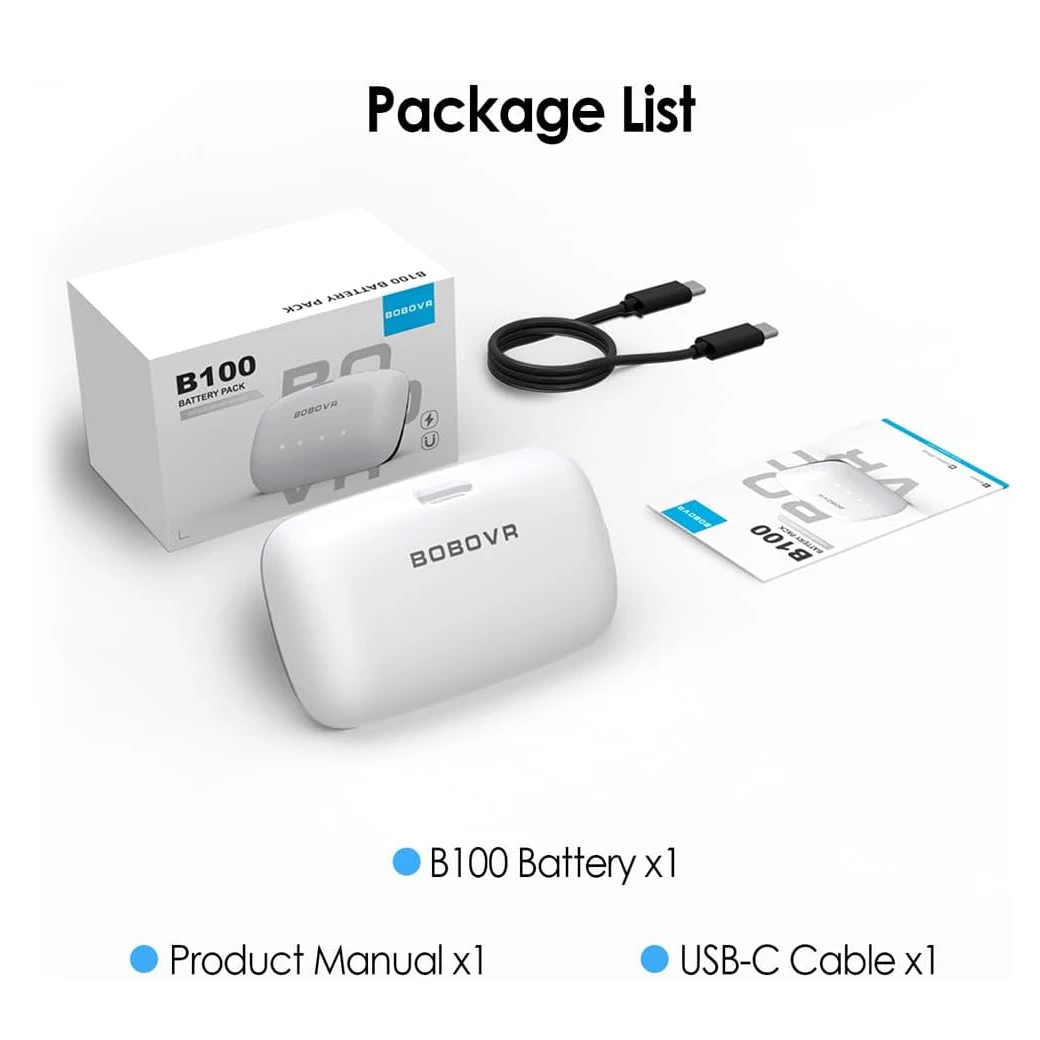 Meta Quest 3/3S : BOBOVR B100 10000mAH Battery Pack for S3 Pro