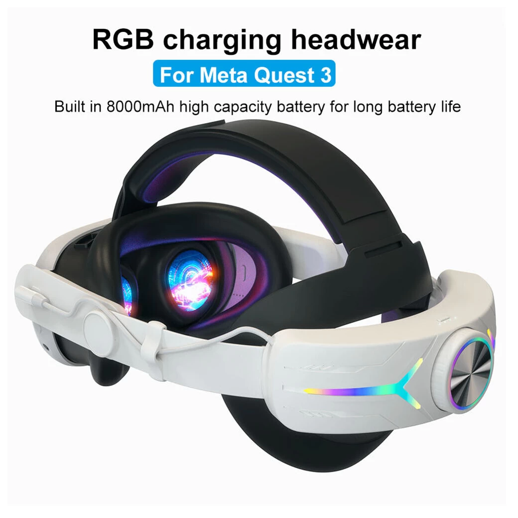 Meta Quest 3 : Head Strap RGB Backlight With Battery 8000mAh