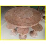 โต๊ะรับประทานอาหารหินอ่อนสีชมพูขนาด120เซนติเมตร