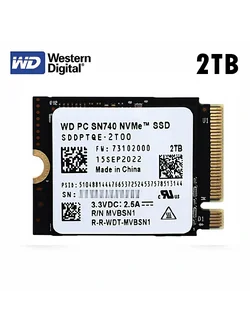 WD PC SN740 M.2 NVMe 2230 PCIe 4.0x4 SSD (2TB)