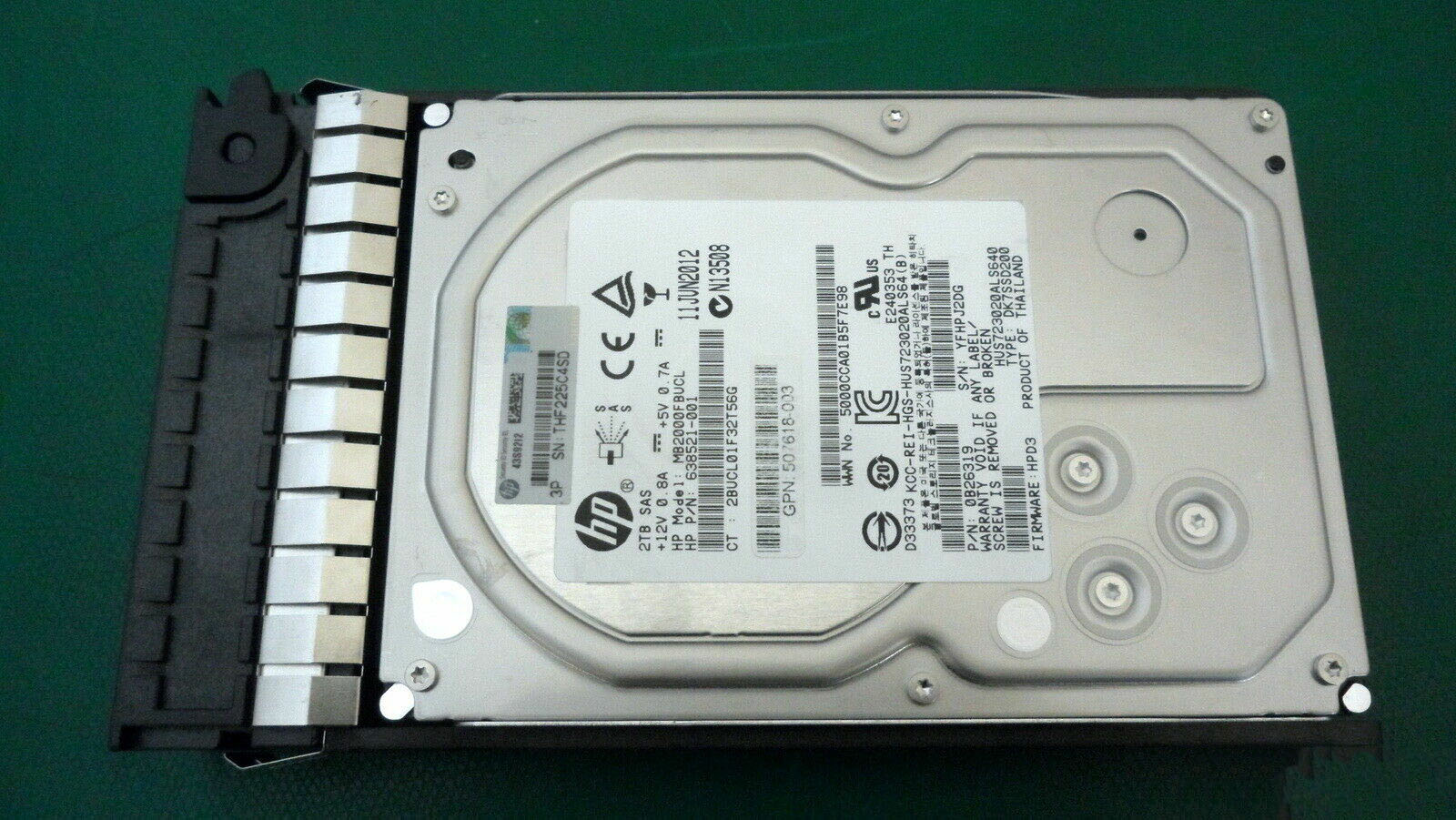 HP 2TB 7.2K SAS 6G DP 3.5" AW5901 M6612 Hard Disk Server // HDD 638521-001 / GPN 507618-003 / MB2000FBUCL / 0B26319 / HUS723020ALS640 / 508010-001 (Used) // สินค้ารับประกัน โดย บริษัท อะไหล่เซิร์ฟเวอร์ จำกัด