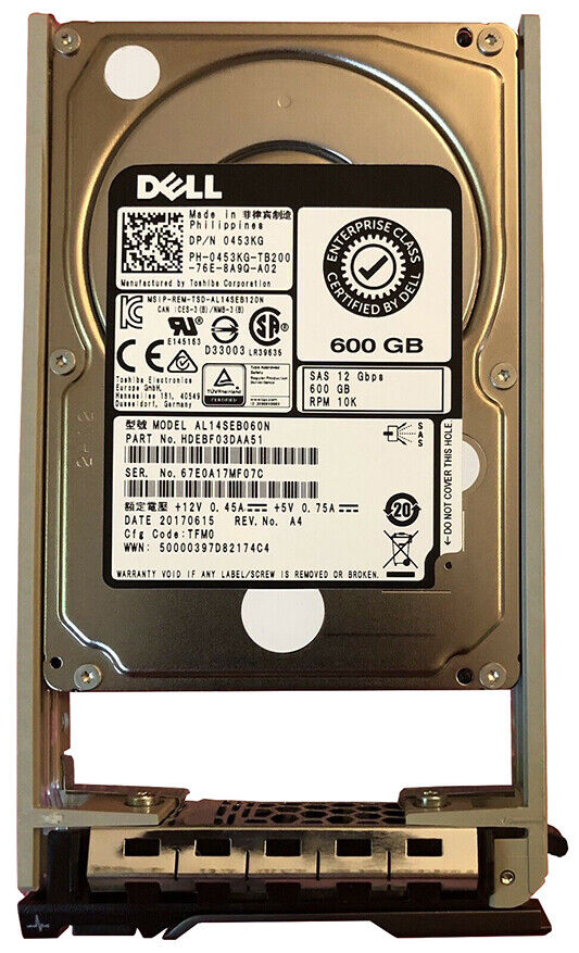 Dell 600GB 10K 12G SAS 2.5" Hard Drive // 0453KG / AL14SEB060N (Used) // สินค้ารับประกัน โดย บริษัท อะไหล่เซิร์ฟเวอร์ จำกัด