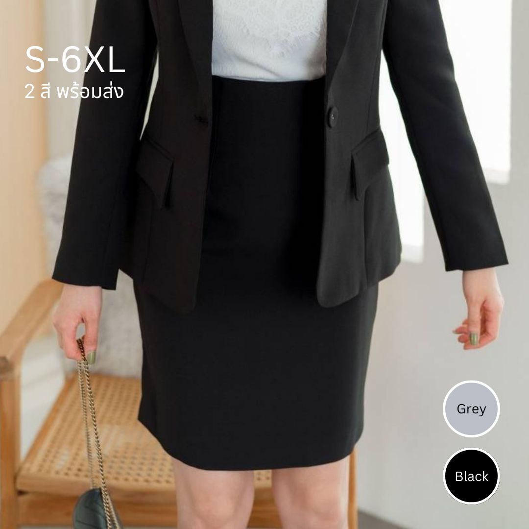 2349-1กระโปรงผู้หญิงทำงาน ดำ/เทา (ไม่รวมเสื้อสูท)