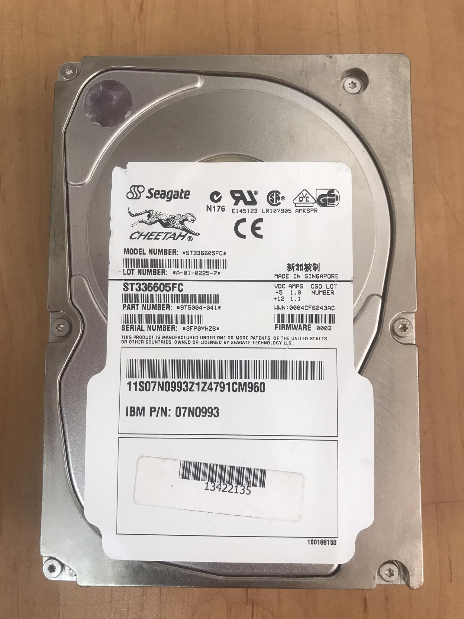 IBM / Seagate Cheetah 73LP 36GB 10000U/Min 4MB FC 3.5'' Inch Hard Drive // 07N0993 / ST336605FC (Used) // สินค้ารับประกัน โดย บริษัท อะไหล่เซิร์ฟเวอร์ จำกัด