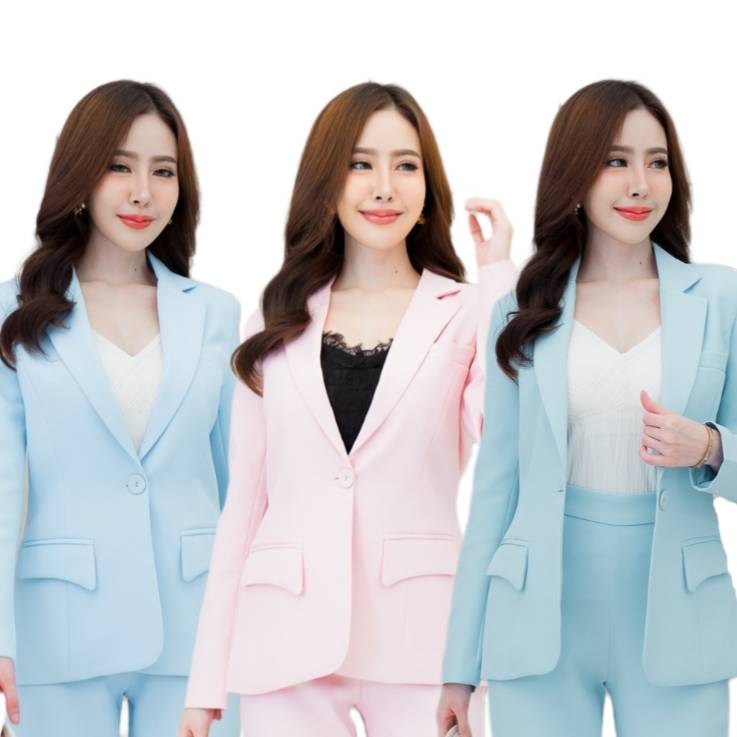 No.2349 เสื้อสูทผู้หญิง Richy V.2 สีฟ้าอ่อน/สีเขียวอ่อน/สีชมพูอ่อน(ไม่รวมกางเกง)