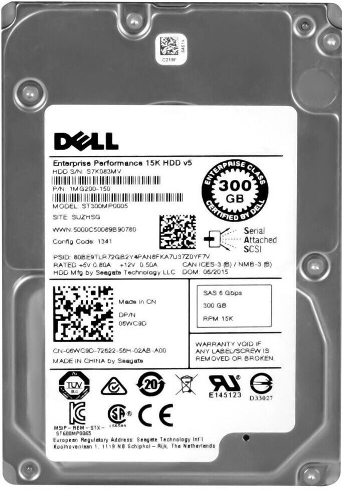 Dell 300GB 15K 6G SAS 2.5" 128MB HDD // 06WC9D / ST300MP0005 / 1MG200-150 (Used) // สินค้ารับประกัน โดย บริษัท อะไหล่เซิร์ฟเวอร์ จำกัด