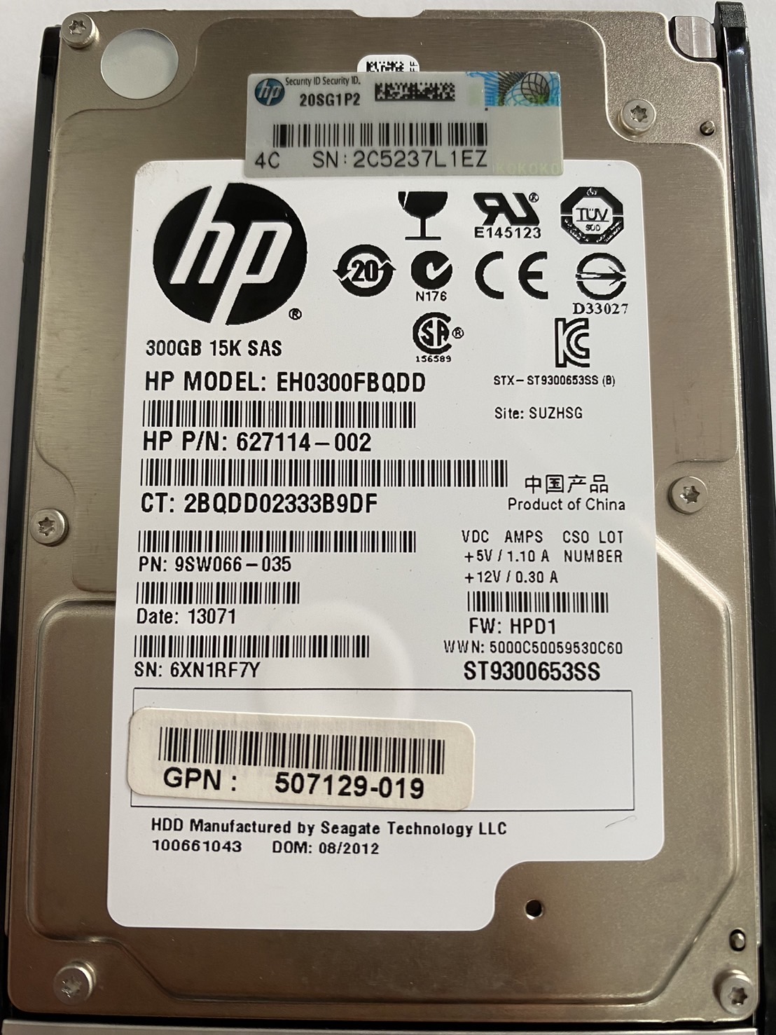 HP 300GB 15K 6G SAS 2.5'' G7 DP Hard Drive // HDD 627114-002 / Tray 627195-001 / EH300FBQDD / ST9300653SS / GPN 507129-019 (Used) // สินค้ารับประกัน โดย บริษัท อะไหล่เซิร์ฟเวอร์ จำกัด