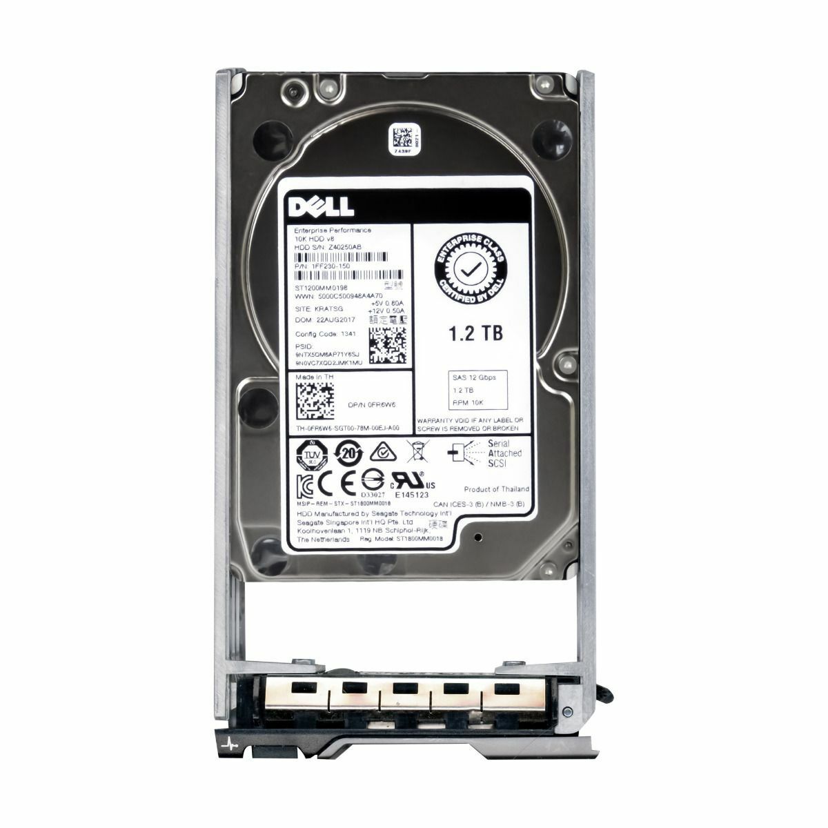 Dell 1.2TB 10K 12G SAS 2.5" HDD 512e Hard Drive // 0FR6W6 / ST1200MM0198 / 1FF230-150 (Used) // สินค้ารับประกัน โดย บริษัท อะไหล่เซิร์ฟเวอร์ จำกัด