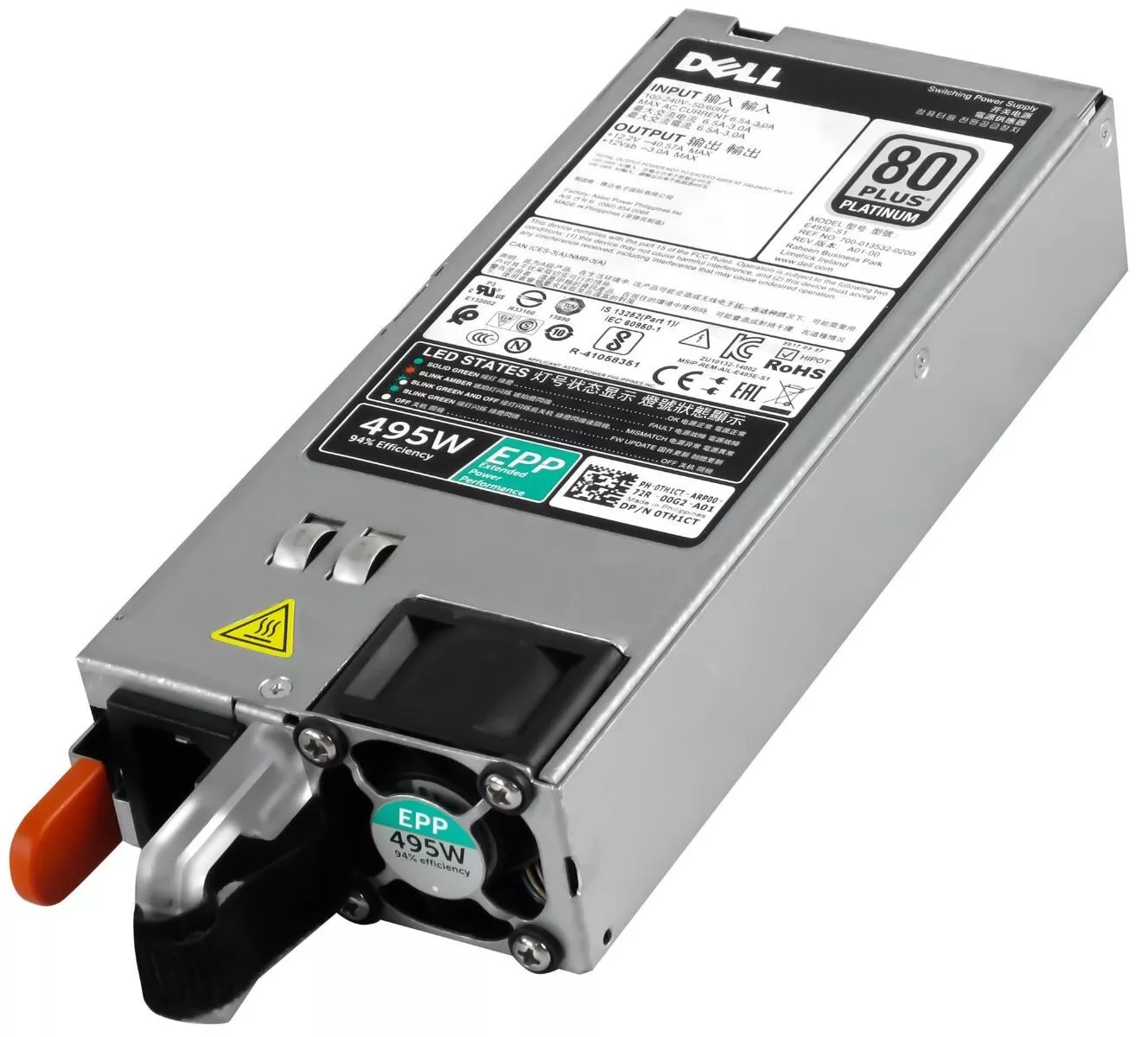 Dell Power Supply 495w Fon T330 R430 R530 T630 R630 R730 R730XD Hot-Swap , 0TH1CT, Model E495E-S1 (Used) // สินค้ารับประกัน โดย บริษัท อะไหล่เซิร์ฟเวอร์ จำกัด