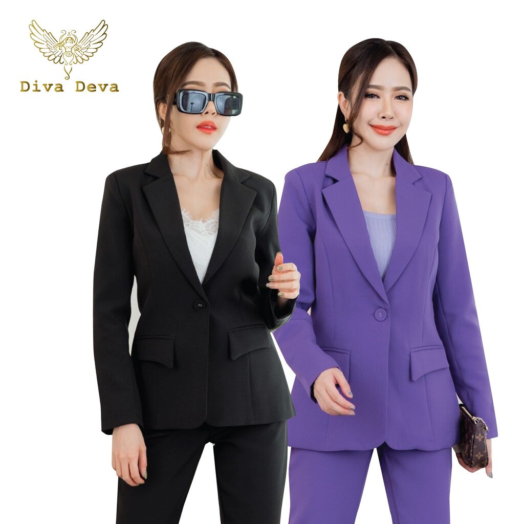 เสื้อสูทผู้หญิงสีดำ/ม่วงลาเวนเดอร์ (ไม่รวมกางเกง) Smart 2236