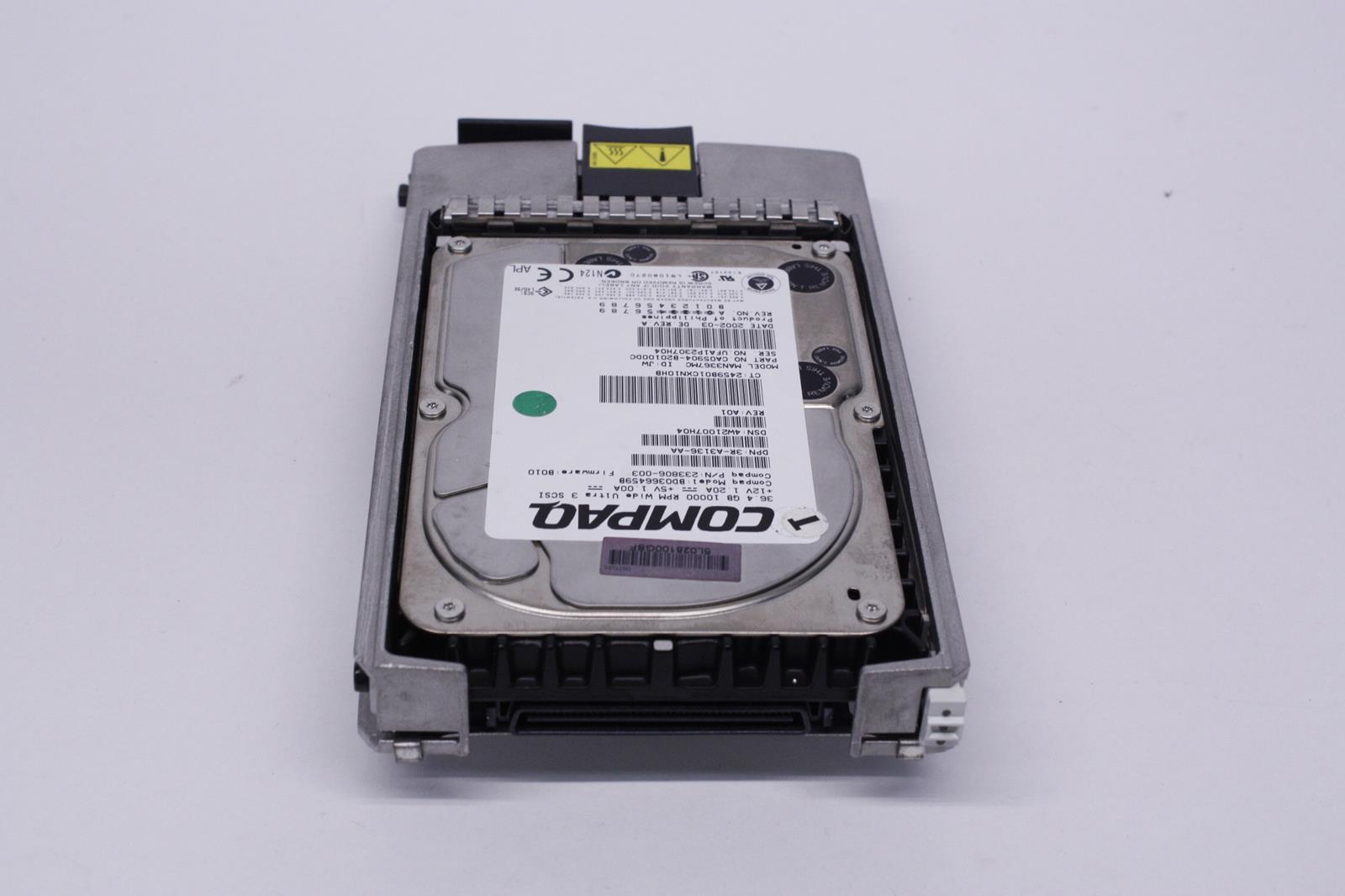 Compaq 36.4GB 10K 3.5"RPM Ultra3 SCSI // BD0366459B / MAN3367MC / 233806-003 / 3R-A3136-AA (Used) // สินค้ารับประกัน โดย บริษัท อะไหล่เซิร์ฟเวอร์ จำกัด