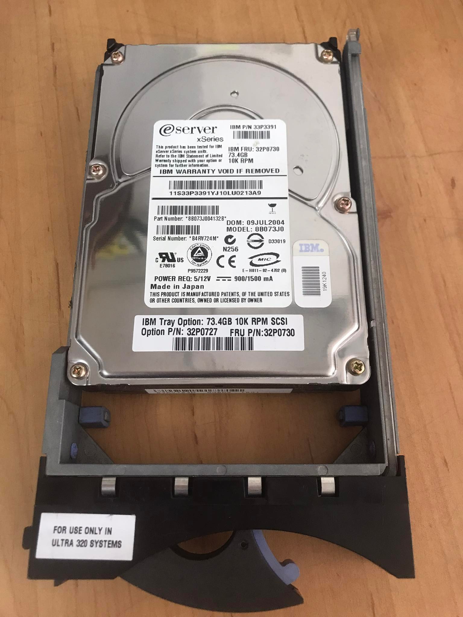 IBM 73.4 GB 10K SCSI Ultra 320 80Pin 3.5" Hard Disk IBM xSeries // 32P0730 / 32P0727 / 33P3391 / 8B073J0 (Used) // สินค้ารับประกัน โดย บริษัท อะไหล่เซิร์ฟเวอร์ จำกัด