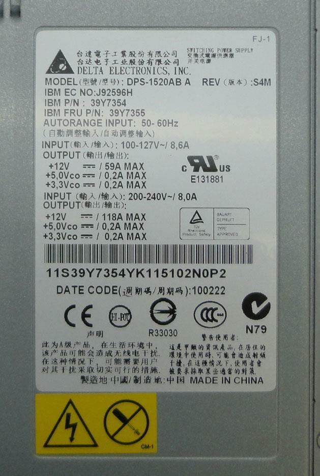 IBM X3850 M2 X3950 M2 Server System 1440W PSU // DPS-1520AB A / 39Y7354 / 39Y7355 (Used) // สินค้ารับประกัน โดย บริษัท อะไหล่เซิร์ฟเวอร์ จำกัด