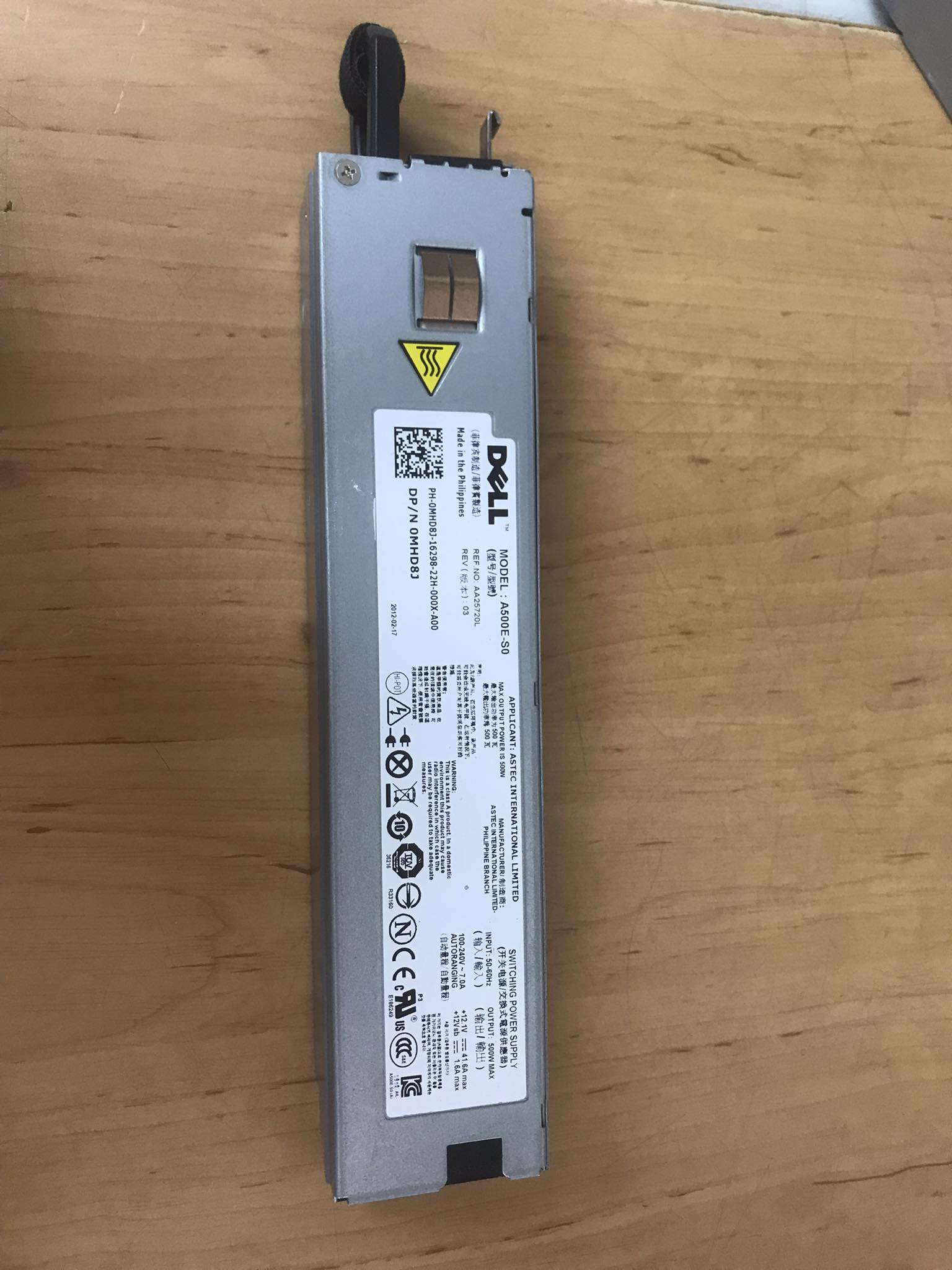 Dell Power Supply 500W PowerEdge R410 A500E-S0 // 0MHD8J (Used) // สินค้ารับประกัน โดย บริษัท อะไหล่เซิร์ฟเวอร์ จำกัด