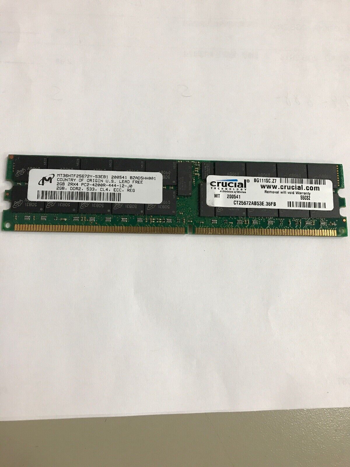 Micron 2GB 2Rx4 PC2-4200R-444-12-J0 / MT36HTF25672Y-53EB1 (Used) // สินค้ารับประกัน โดย บริษัท อะไหล่เซิร์ฟเวอร์ จำกัด