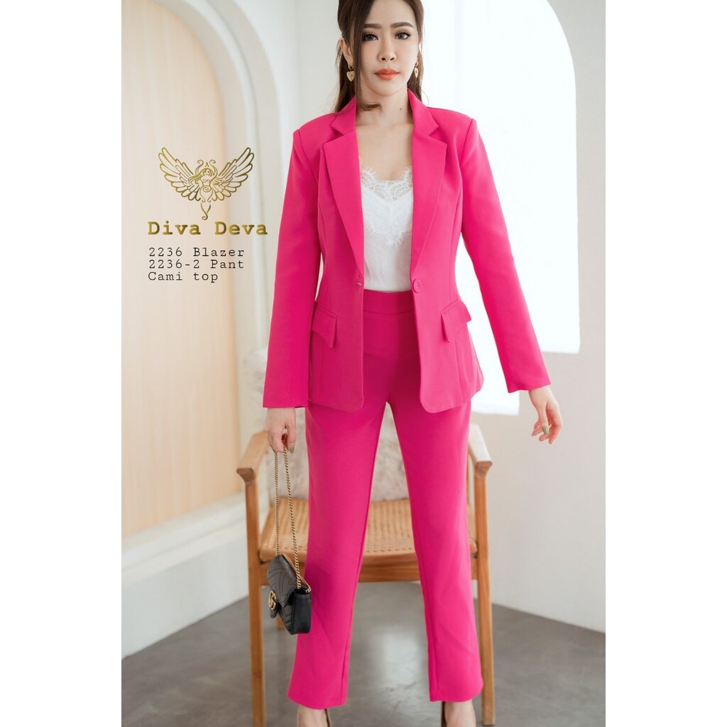 เสื้อสูทผู้หญิงสีชมพู/เหลือง/เขียว No.2236