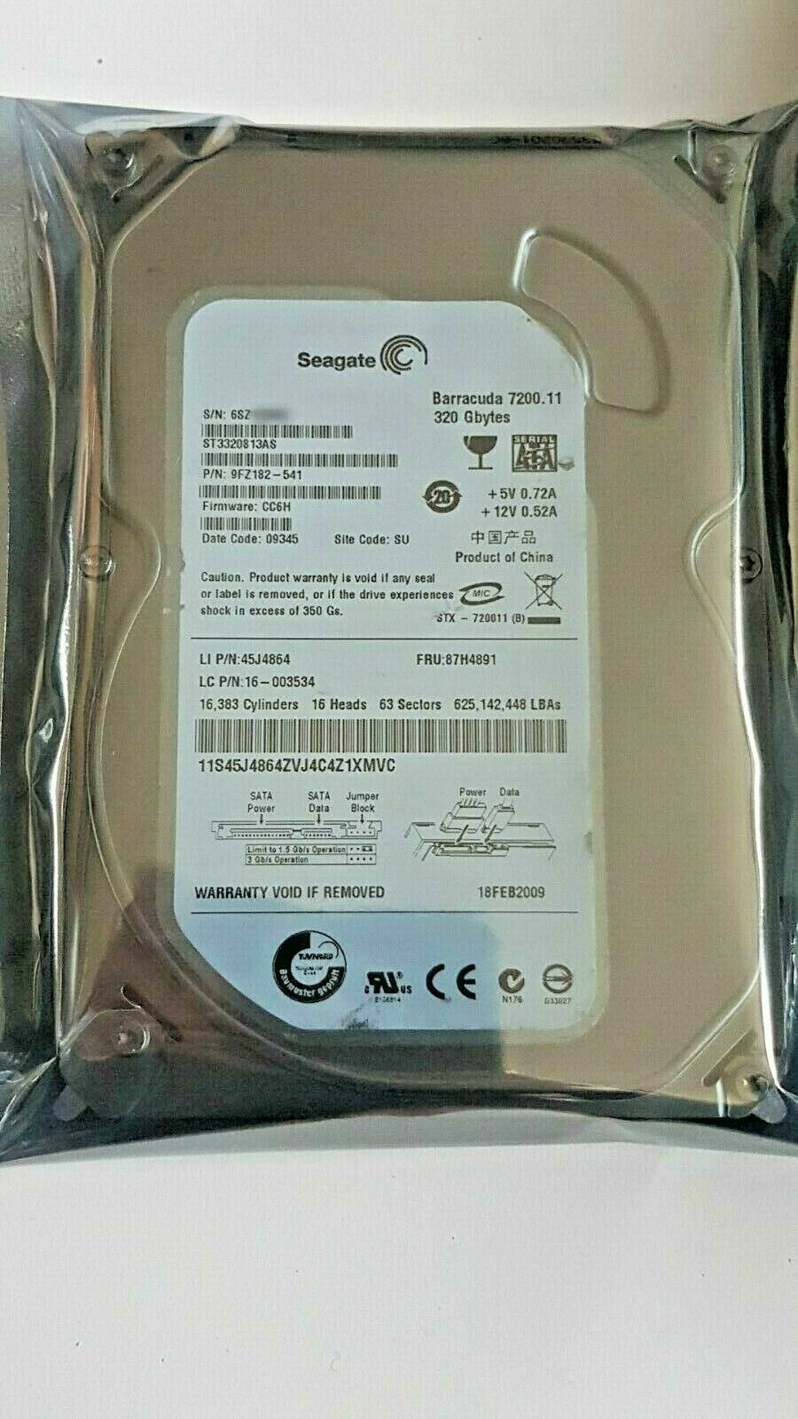 Seagate Barracuda 320GB SATA 7.2K 16MB 3.5" Hard Drive // ST3320813AS / 9FZ182-541 / 87H4891 / 45J4864 (Used) // สินค้ารับประกัน โดย บริษัท อะไหล่เซิร์ฟเวอร์ จำกัด