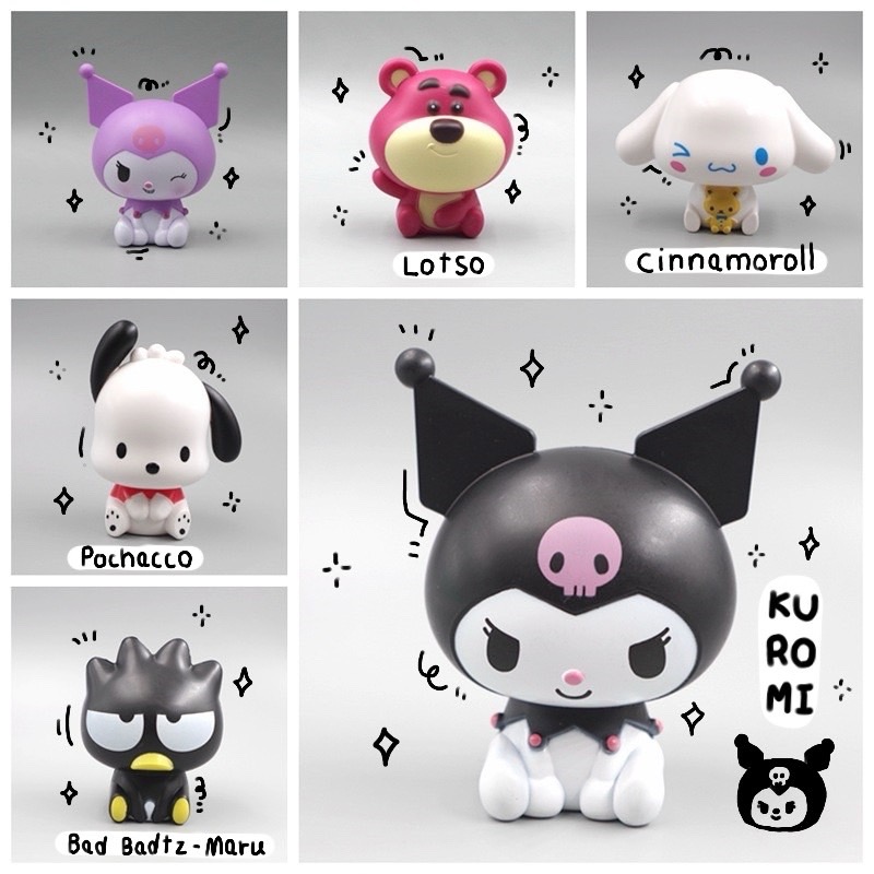 Sanrio Kuromi Cinnamonroll (ราคาต่อชิ้น) MS5803 โมเดลซาริโอ้ คุโรมิ ชิเนม่อนโรล ฟิกเกอร์ซาริโอ้ ตกแต่งเค้ก เค้กวันเกิด