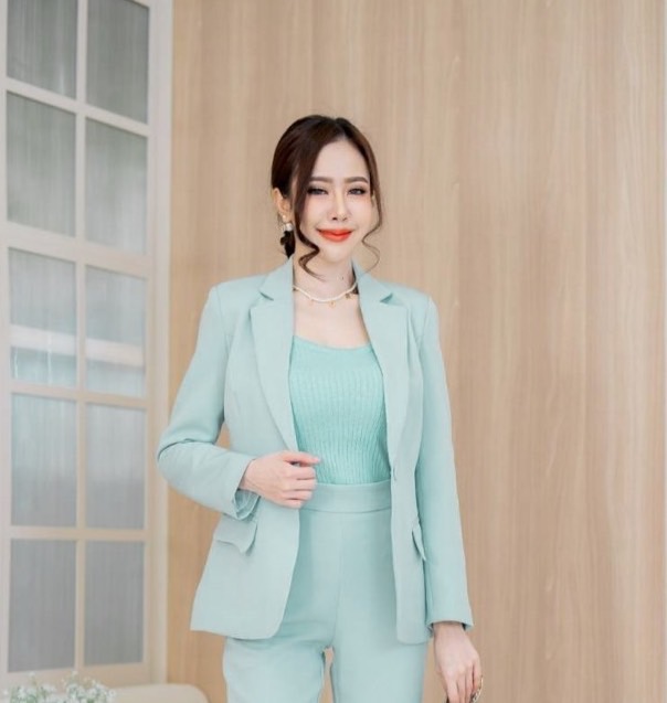 No.2249 เสื้อสูทผู้หญิงRichyสีพาสเทล 1กระดุม (ไม่รวมกางเกง)