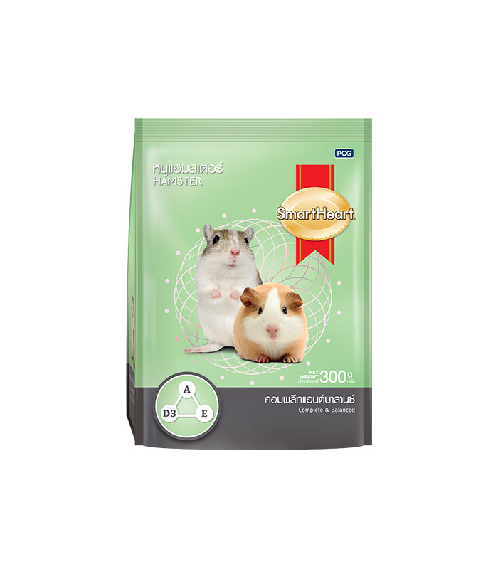 Smartheart อาหารหนูแฮมสเตอร์ สมาร์ทฮาร์ท คอมพลีทแอนด์บาลานซ์ ถุงสีเขียว 300 กรัม