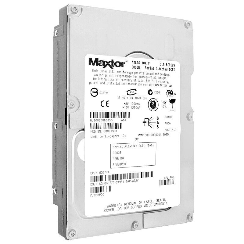 Dell / Maxtor Atlas 300GB 10K SAS 3.5" Hard Drive w/Tray Poweredge // G8774 / 0G8774 (Used) // สินค้ารับประกัน โดย บริษัท อะไหล่เซิร์ฟเวอร์ จำกัด
