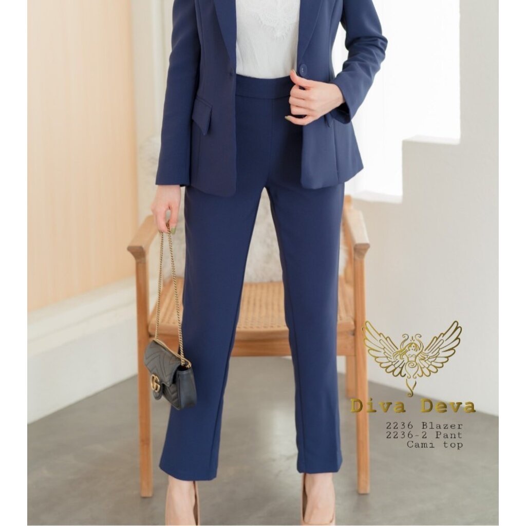 กางเกงขายาวผู้หญิง สีน้ำตาล/แดงสด/กรม Smart Pant รหัส2236-2