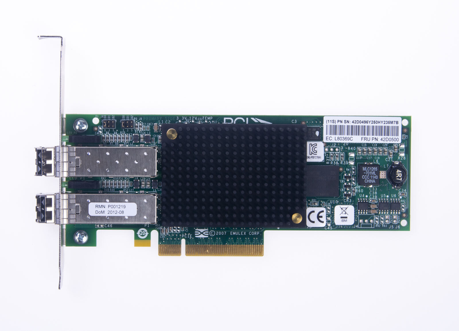 IBM Dual Port 8G FC HBA Adapter for System X LPE12002 w/ 2x 8GB SFP // 42D0500 (Used) // สินค้ารับประกัน โดย บริษัท อะไหล่เซิร์ฟเวอร์ จำกัด