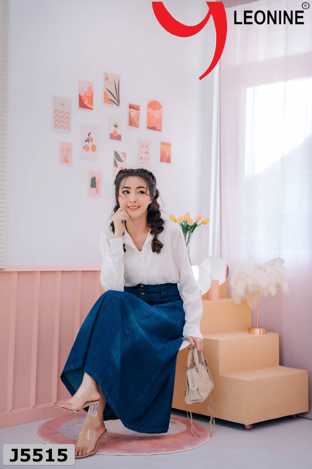 กระโปรงยีนส์ยาว J5515