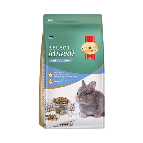 Smartheart Gold Zelect Muesli Rabbit Junior 500g สมาร์ทฮาร์ท โกลด์ ซีเลกต์ มูสลี่ สูตรสำหรับลูกกระต่ายและกระต่ายรุ่น 500 g