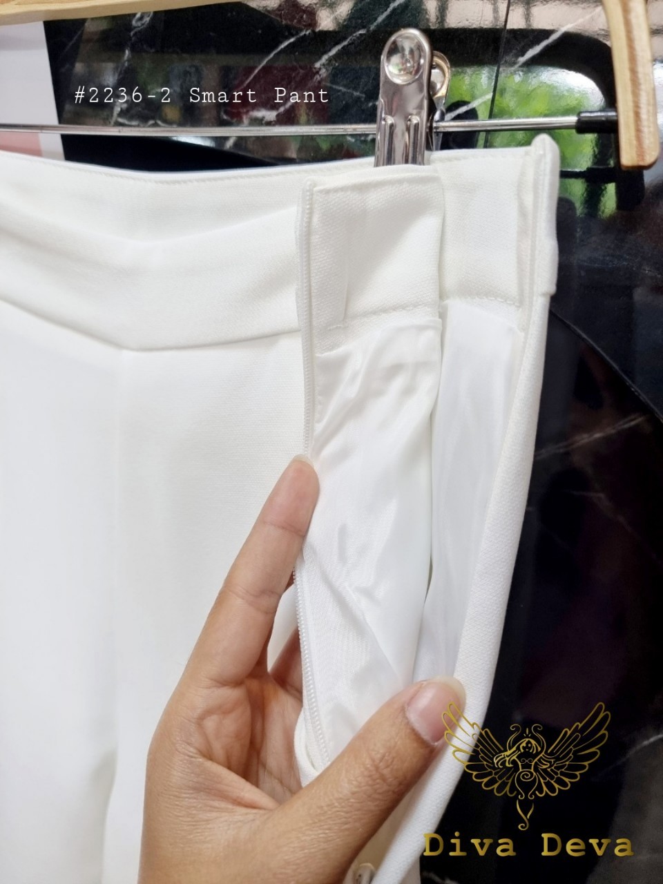 กางเกงขายาวผู้หญิง สีขาว/ม่วงองุ่น Smart Pant #2236-2