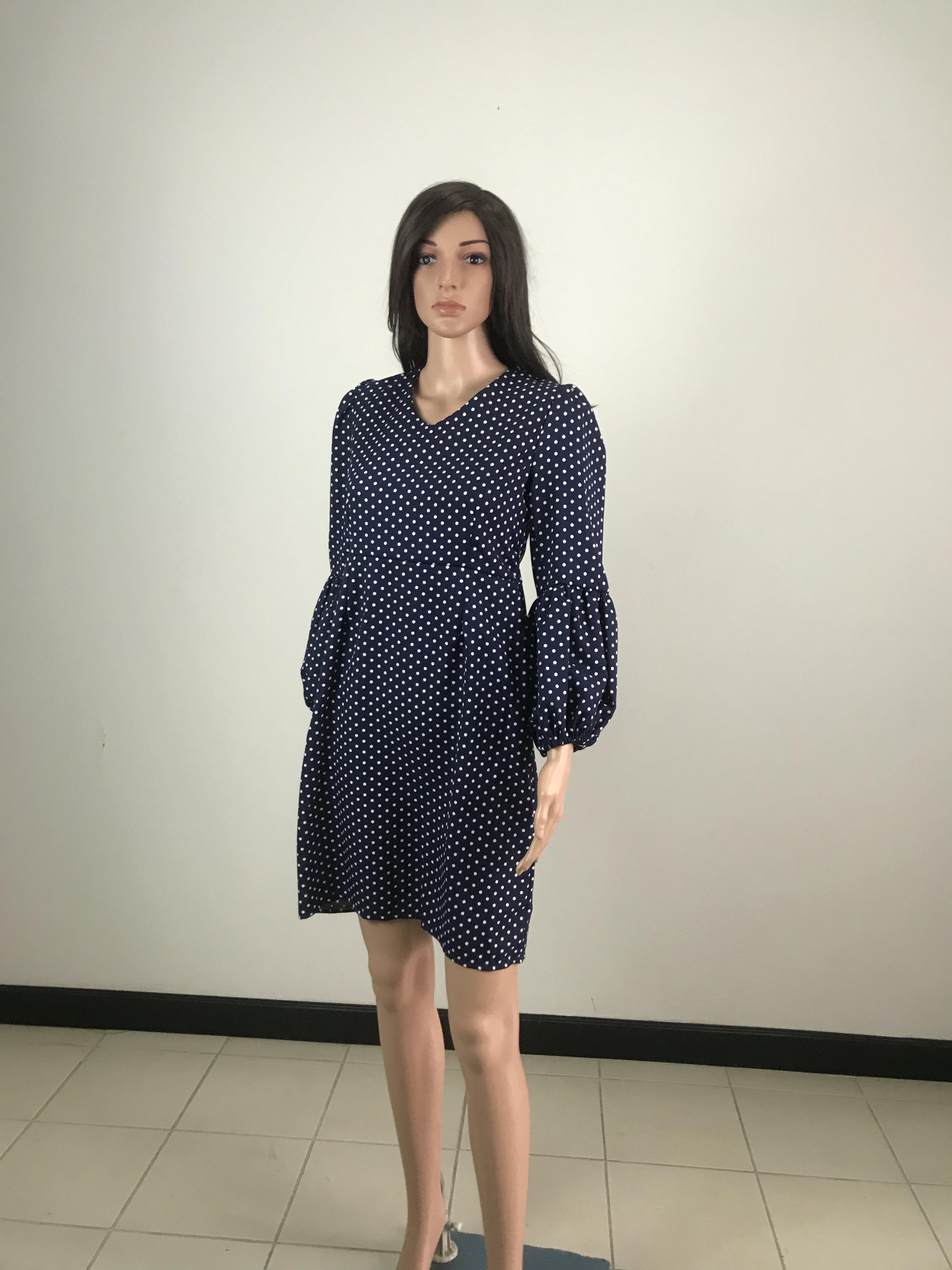 เดรสสั้น คอวี แขนบอลลูน เดรสทรงตรง แฟชั่น เดรสเข้ารูป สาวเกาหลี ลำลอง ออกงาน