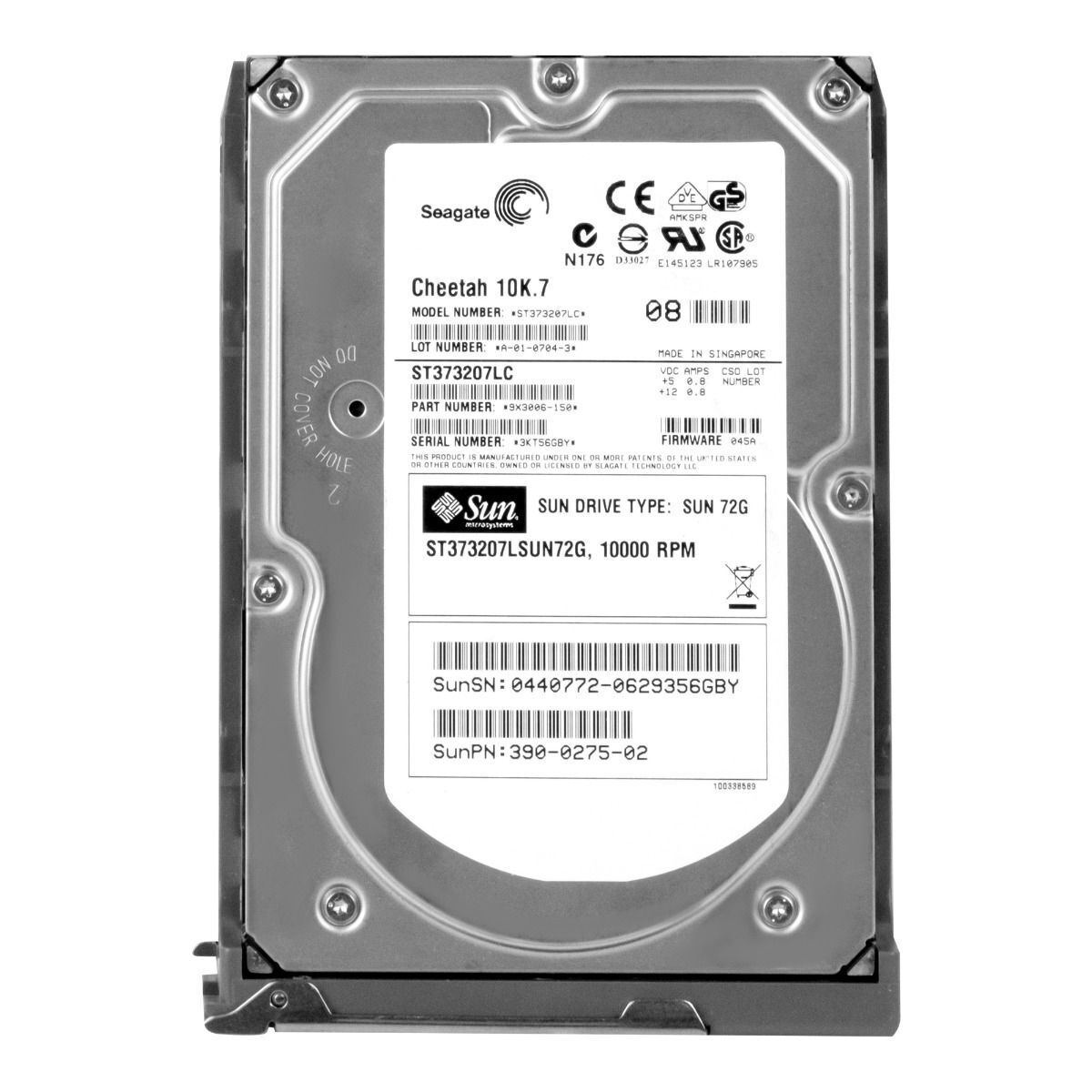 SUN / SEAGATE 73GB 10000U/Min SCSI U3203.5'' Pouces // ST373207LSUN72G / SUN 390-0275-02 / 0440772 / ST373207LC / TRAY 540-6600-01 / FIRMWARE 045A (Used) // สินค้ารับประกัน โดย บริษัท อะไหล่เซิร์ฟเวอร์ จำกัด