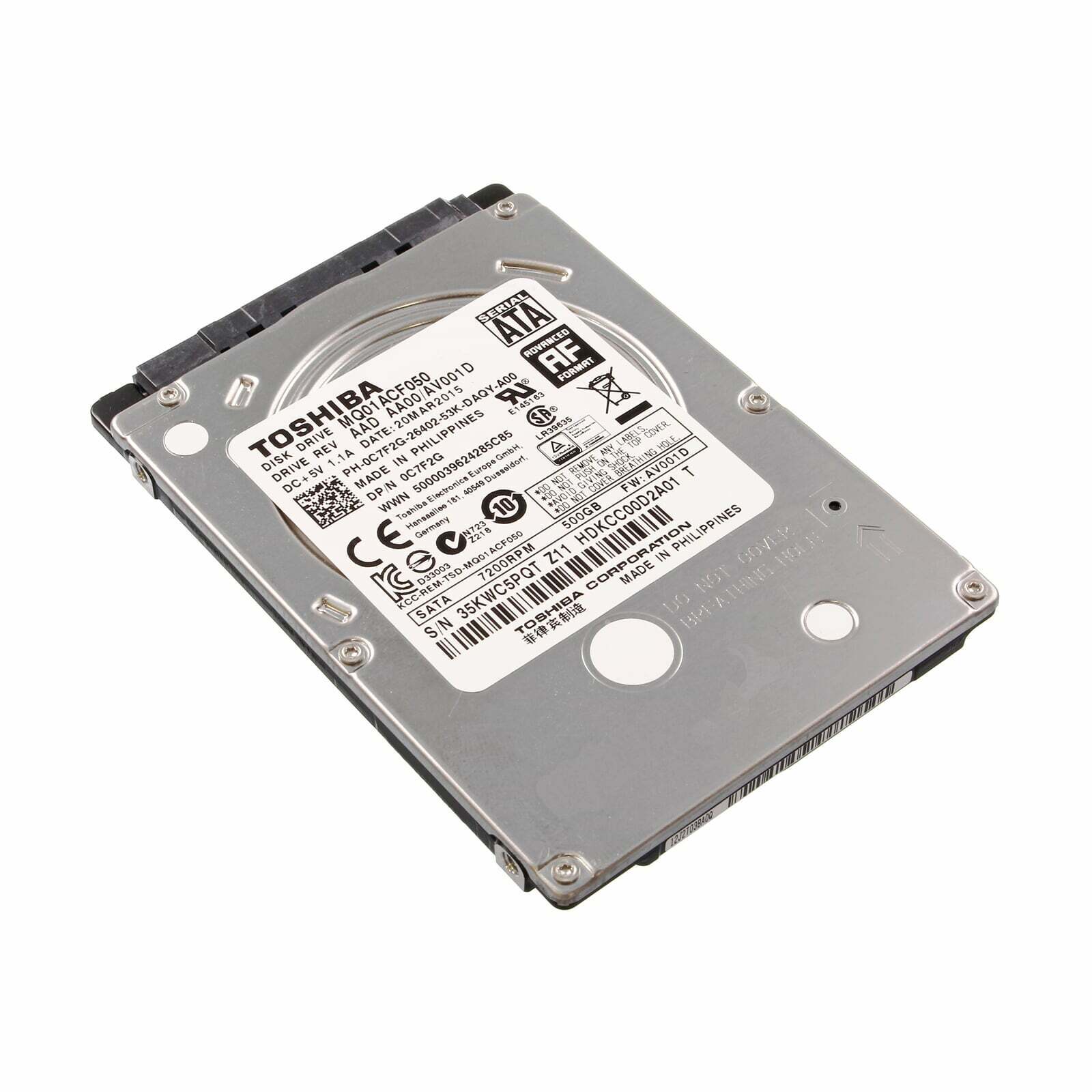 TOSHIBA 500GB 7.2Kprm 6GB Sata 2.5"16MB // MQ01ACF050 / 0C7F2G (Used) // สินค้ารับประกัน โดย บริษัท อะไหล่เซิร์ฟเวอร์ จำกัด