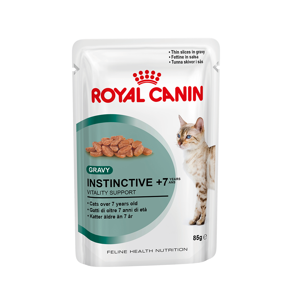 Royal canin instinctive 7+ pouch in gravy อาหารเปียกสำหรับแมวโตอายุ 7 ปีขึ้นไป ในน้ำเกรวี่ ขนาด 85 กรัม