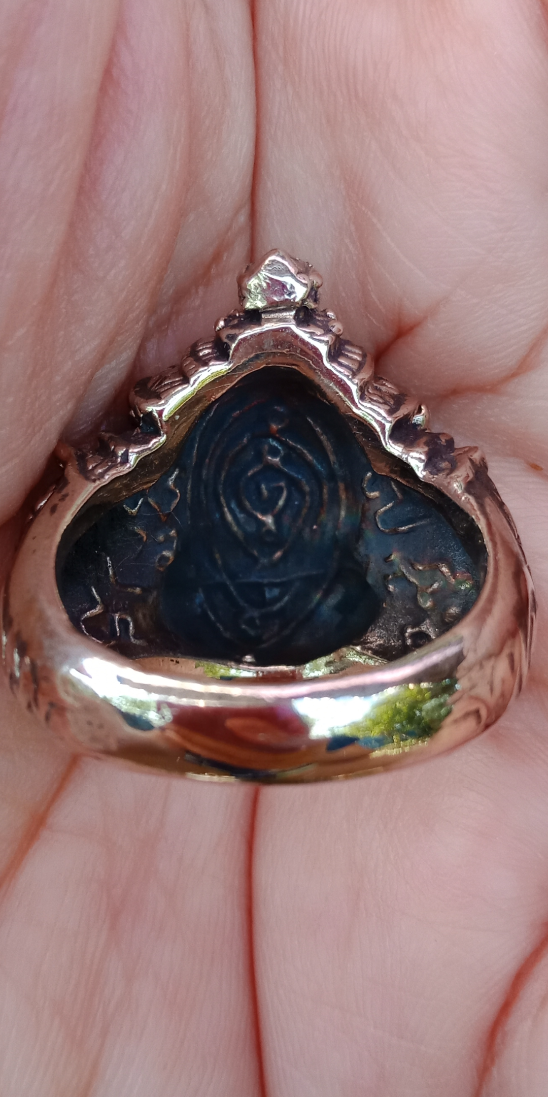 แหวนพระราหูอมจันทร์ หลวงพ่ออั๊บ วัดท้องไทร จ.นครปฐม #เนื้อสัมฤทธิ์ Size9