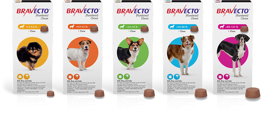 Bravecto chewable tablets 1000 mg for dogs 20-40 kg บราเวคโต ยาเม็ดสำหรับเคี้ยว เพื่อรักษาการติดเห็บ หมัดในสุนัขขนาดใหญ่ น้ำหนัก 20-40 กก.