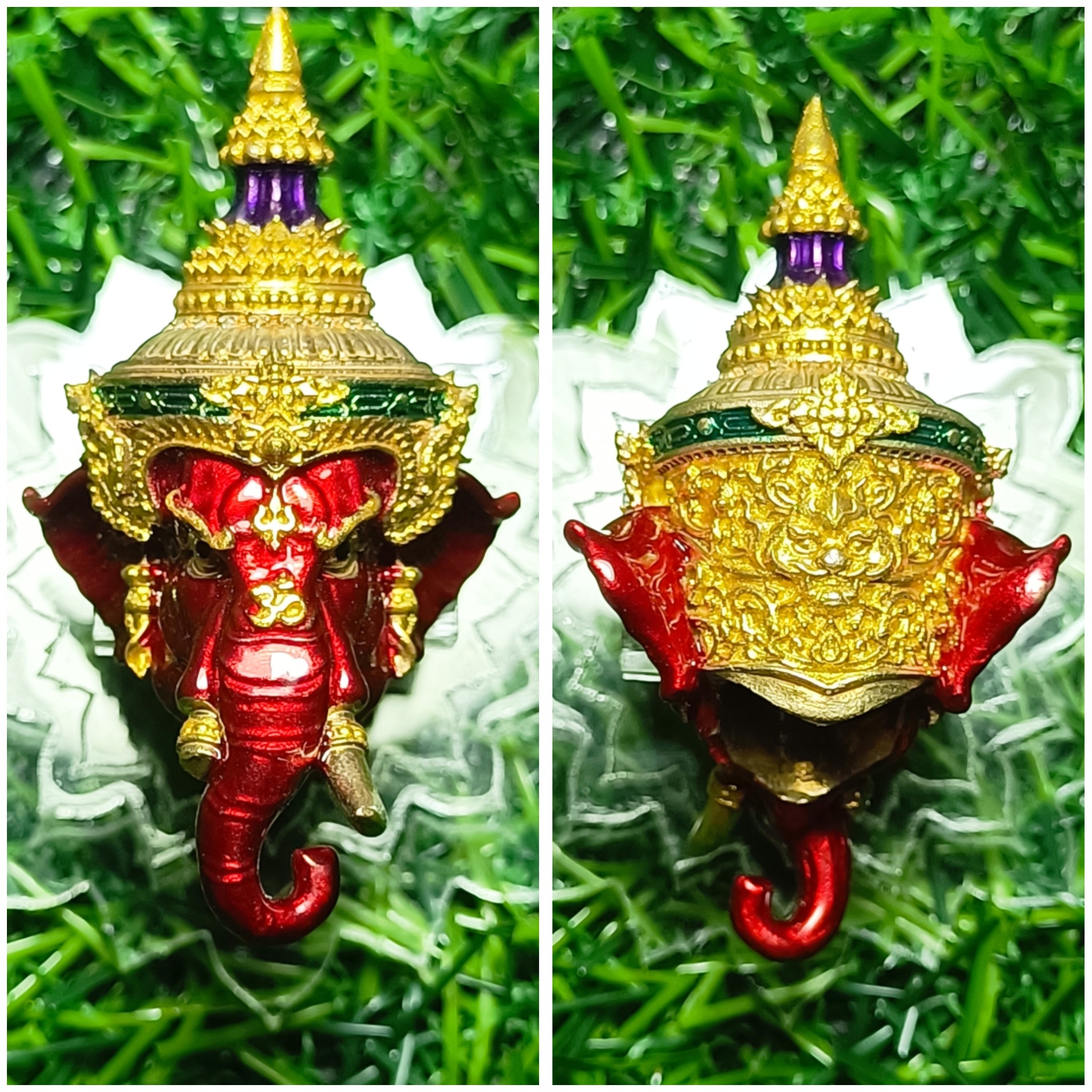 #เศียรพระพิฆเนศ #หลวงพ่อพัฒน์ วัดห้วยด้วน รุ่น #รวยประทานพร ปี 2565 ขนาดสูง 4.8 ซ.ม. กว้าง 2.7 ซ.ม. ลงยาแดง หมายเลข ๔๐