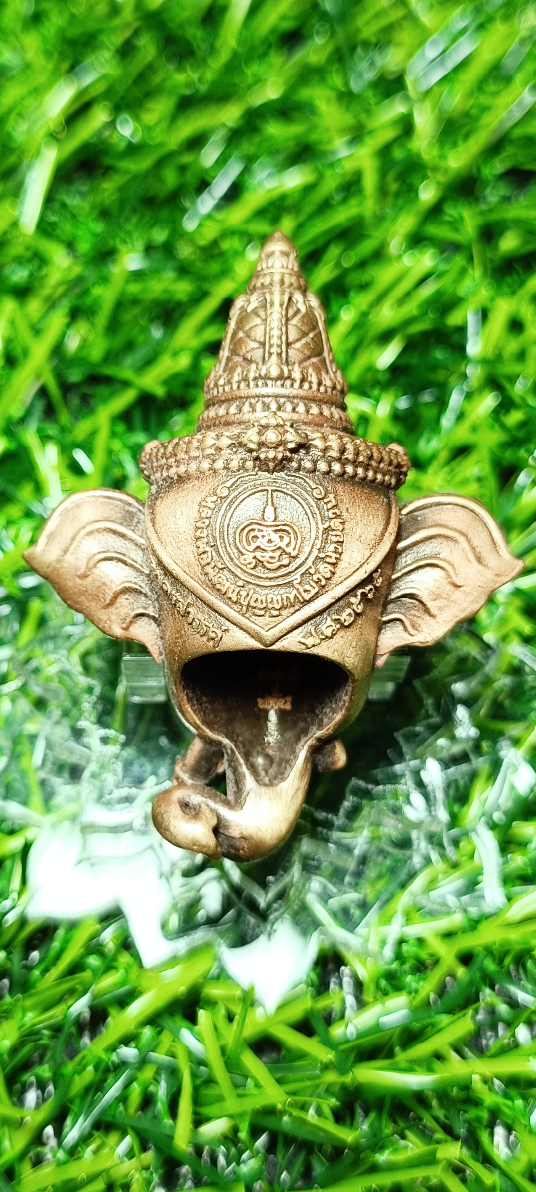 เศียรพระพิฆเณศประทานพร หลวงพ่อพัฒน์ วัดห้วยด้วน ปี 2565 เนื้อทองแดงซาติน หมายเลข๓๑๕