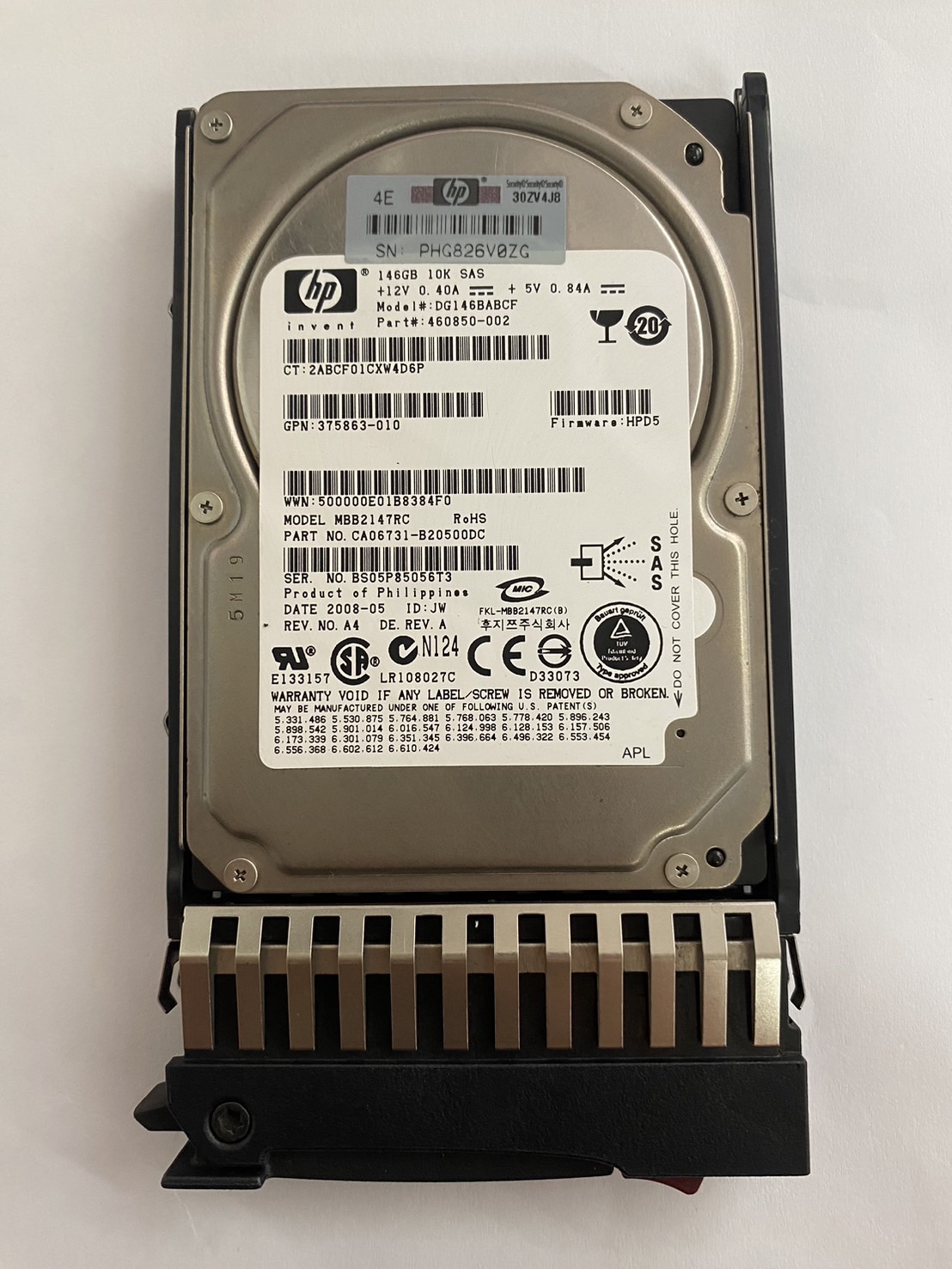 HP 146GB 10K 3G SAS 2.5'' Hard Drive // HDD 460850-002 / Tray 432320-001 / DG146BABCF / MBB2147RC / GPN 375863-010 (Used) // สินค้ารับประกัน โดย บริษัท อะไหล่เซิร์ฟเวอร์ จำกัด