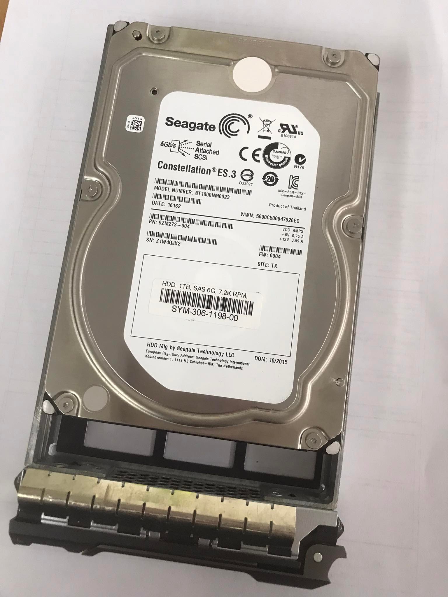 Seagate Constellation 1TB 7.2K 6G SAS 3.5" 128MB HDD Hard Drive // ST1000NM0023 / SYM-306-1198-00 / 9ZM273-004 (Used) // สินค้ารับประกัน โดย บริษัท อะไหล่เซิร์ฟเวอร์ จำกัด