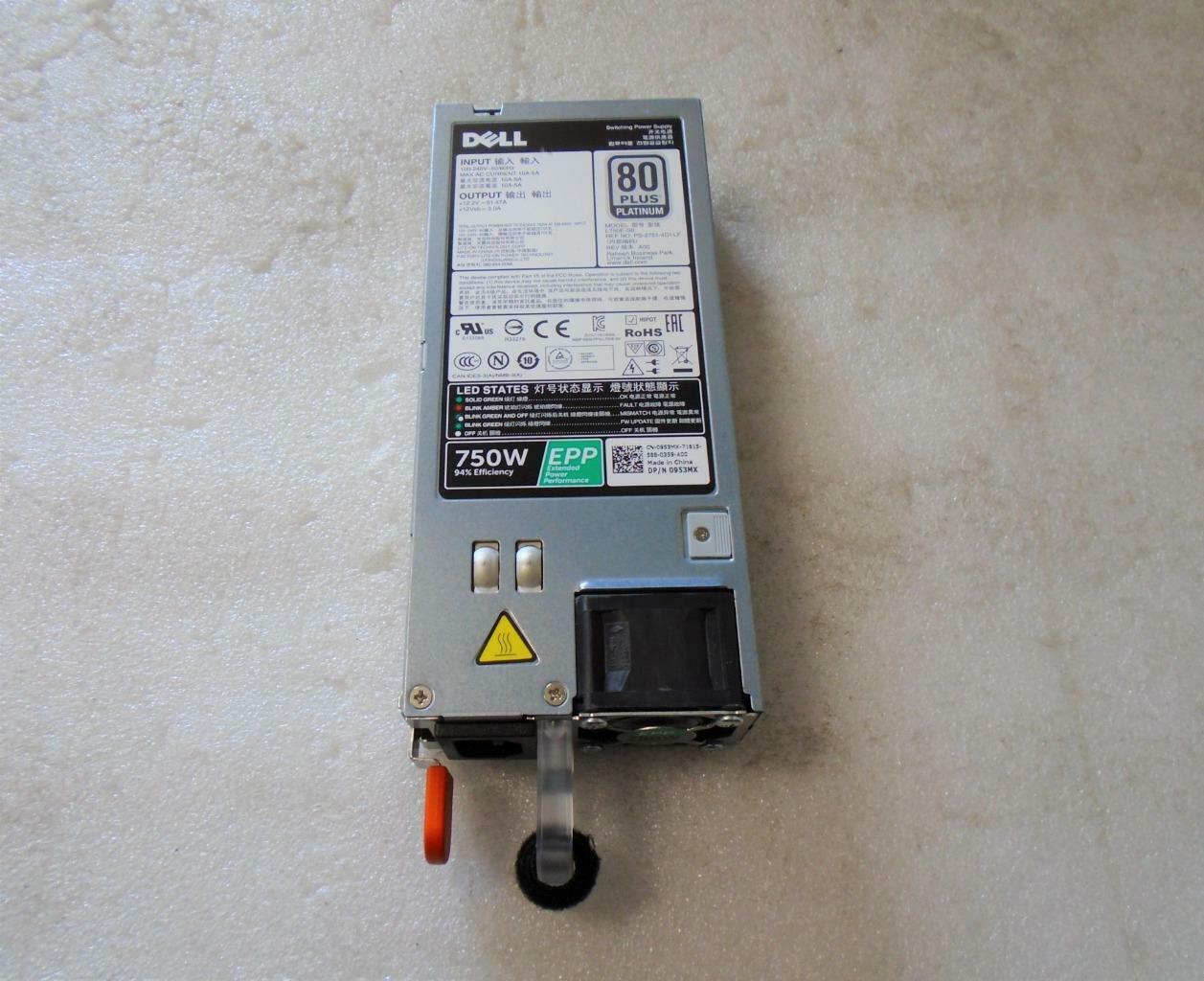 Dell Power Supply 750W EPP | 80 Plus Platinum Server For Dell R530 R630 R730 , 0953MX, Model L750E-S0, PS-2751-4D1-LF (Used) // สินค้ารับประกัน โดย บริษัท อะไหล่เซิร์ฟเวอร์ จำกัด