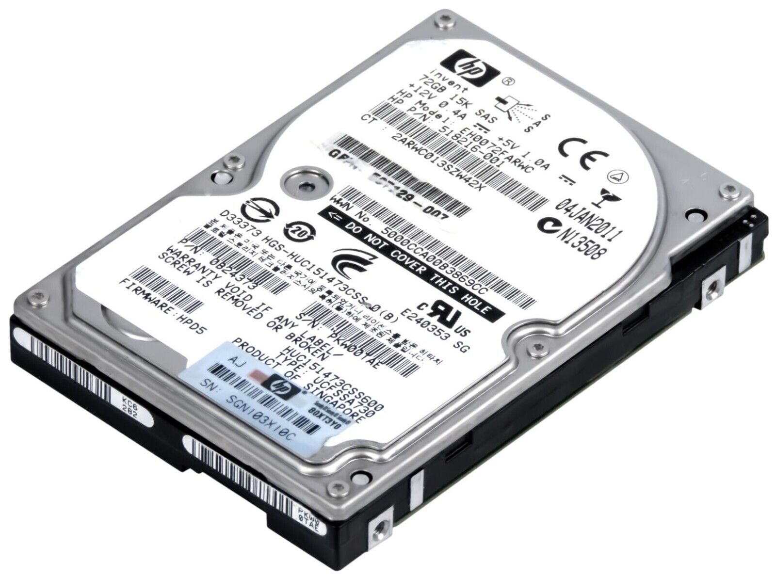 HP 72GB 15K 3G SAS 2.5" 16MB Cache Hard Drive // HDD 518216-001 / EH0072FARWC / 0B24373 / GPN 507129-007 / HUC151473CSS600 (Used) // สินค้ารับประกัน โดย บริษัท อะไหล่เซิร์ฟเวอร์ จำกัด