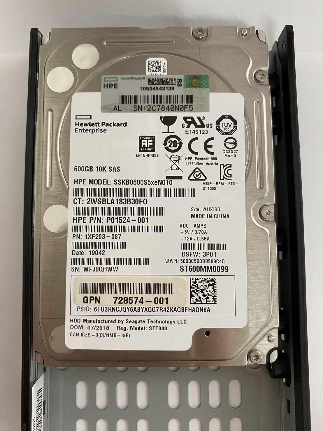 HP 600GB 10K 6G SAS 2.5'' HDD 3PAR // HDD P01524-001 / Tray 710386-001 / GPN 728574-001 / SSKB0600S5xeN010 / ST600MM0099 / 1XF203-087 (Used) // สินค้ารับประกัน โดย บริษัท อะไหล่เซิร์ฟเวอร์ จำกัด