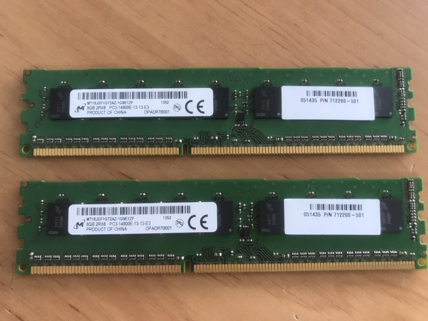 HP 8GB 2Rx8 PC3-14900E DDR3 1866Mhz ECC DIMM // 712288-581 / MT18JSF1G72AZ-1G9E1ZF (Used) // สินค้ารับประกัน โดย บริษัท อะไหล่เซิร์ฟเวอร์ จำกัด