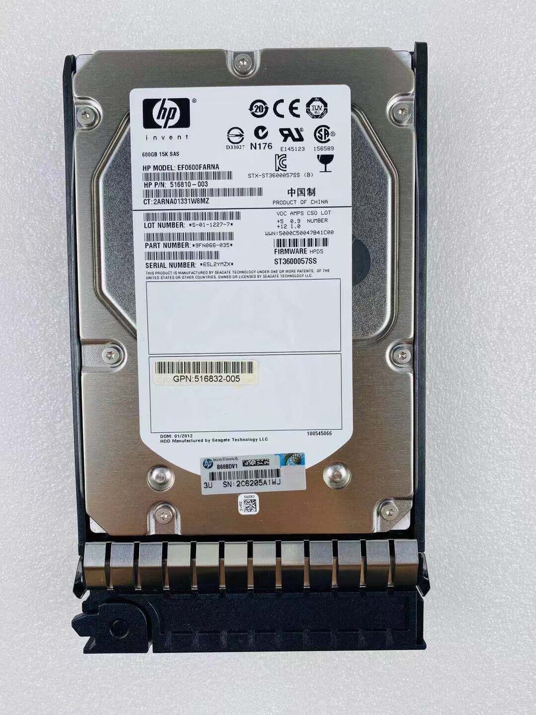 HP 600GB 15K SAS 6G 3.5" Hard Drive HDD // P/N 516810-003 / GPN 516832-006 / EF0600FARNA / ST3600057SS (Used) // สินค้ารับประกัน โดย บริษัท อะไหล่เซิร์ฟเวอร์ จำกัด