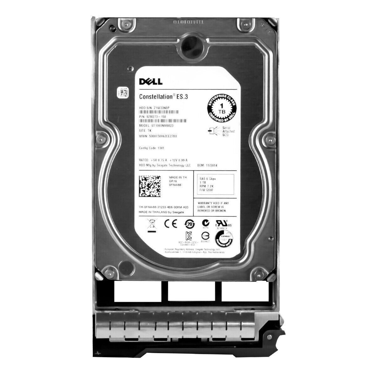 DELL 1TB 7.2K 6G 3.5" SAS FNW88 0FNW88 ( ST1000NM0023 ) Hard Drive สินค้ารับประกัน โดย บริษัท อะไหล่เซิร์ฟเวอร์ จำกัด