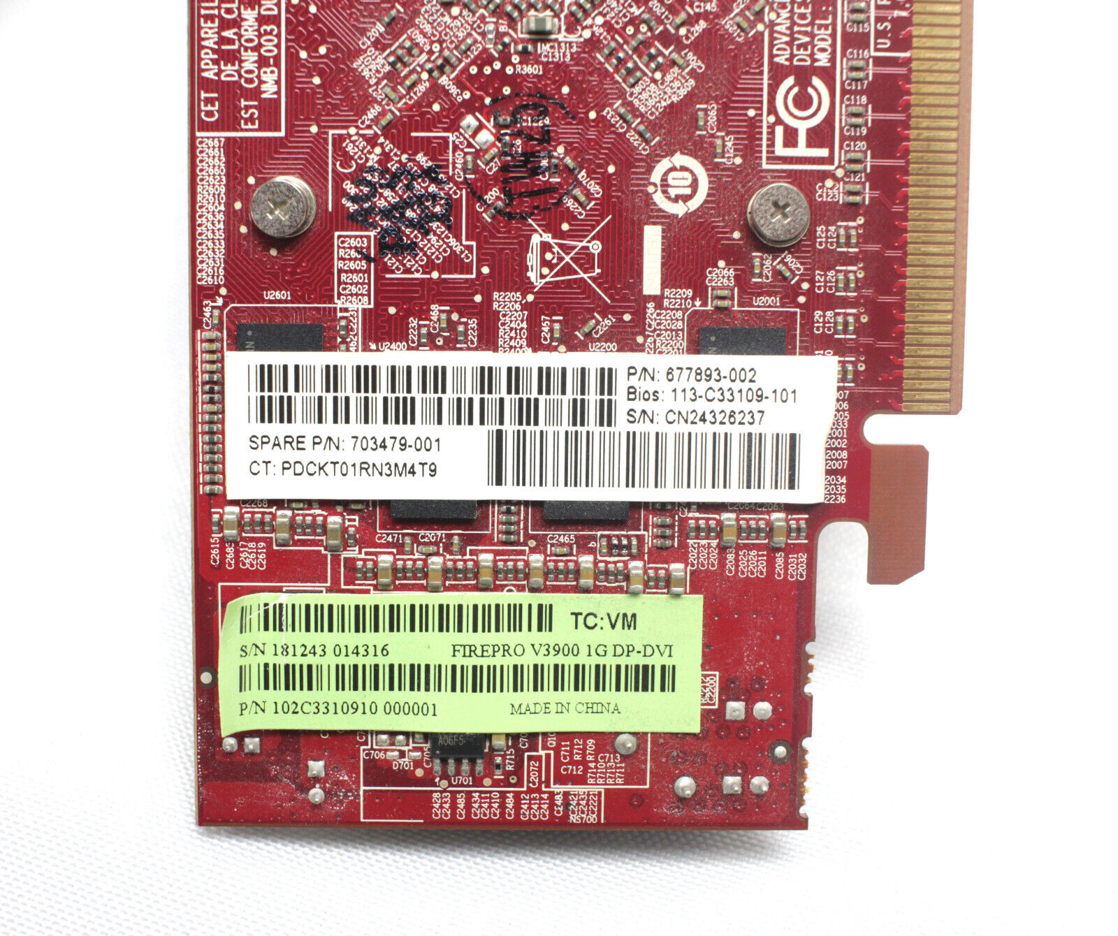 HP AMD FirePro V3900 1GB GDDR3 PCIe Video Graphics Card / SPS 703479-001 / 677893-002 / 102C3310910 000001 (Used) // สินค้ารับประกัน โดย บริษัท อะไหล่เซิร์ฟเวอร์ จำกัด