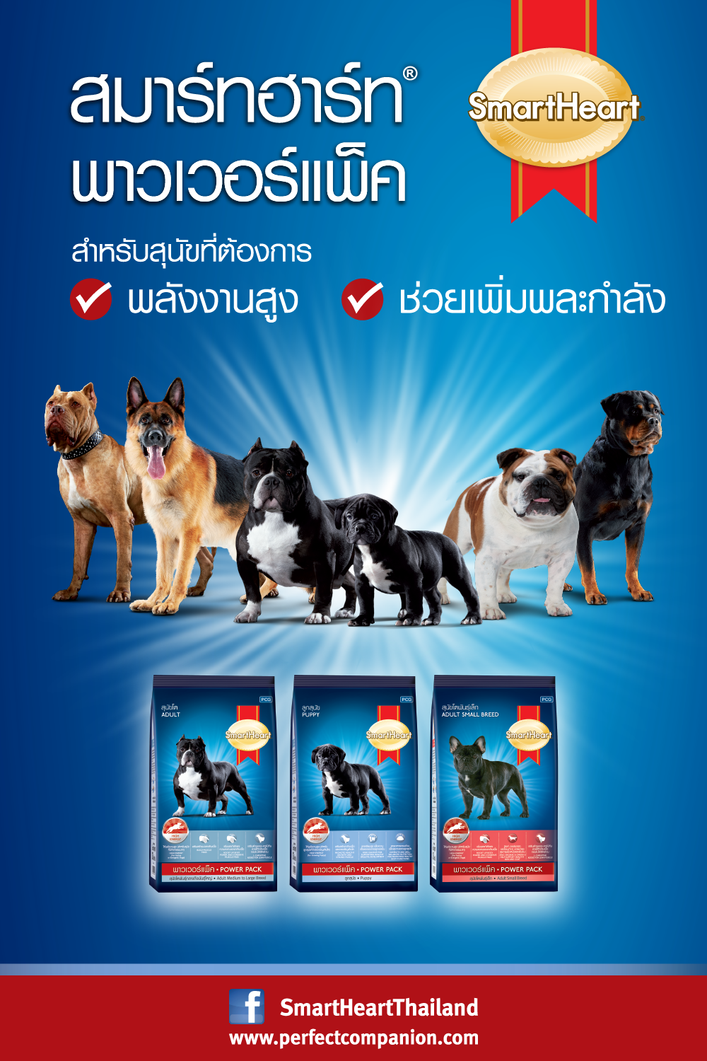 Smartheart Powerpack สมาร์ทฮาร์ท พาวเวอร์แพ็ค อาหารสุนัขโตพันธุ์เล็ก 3 กก.