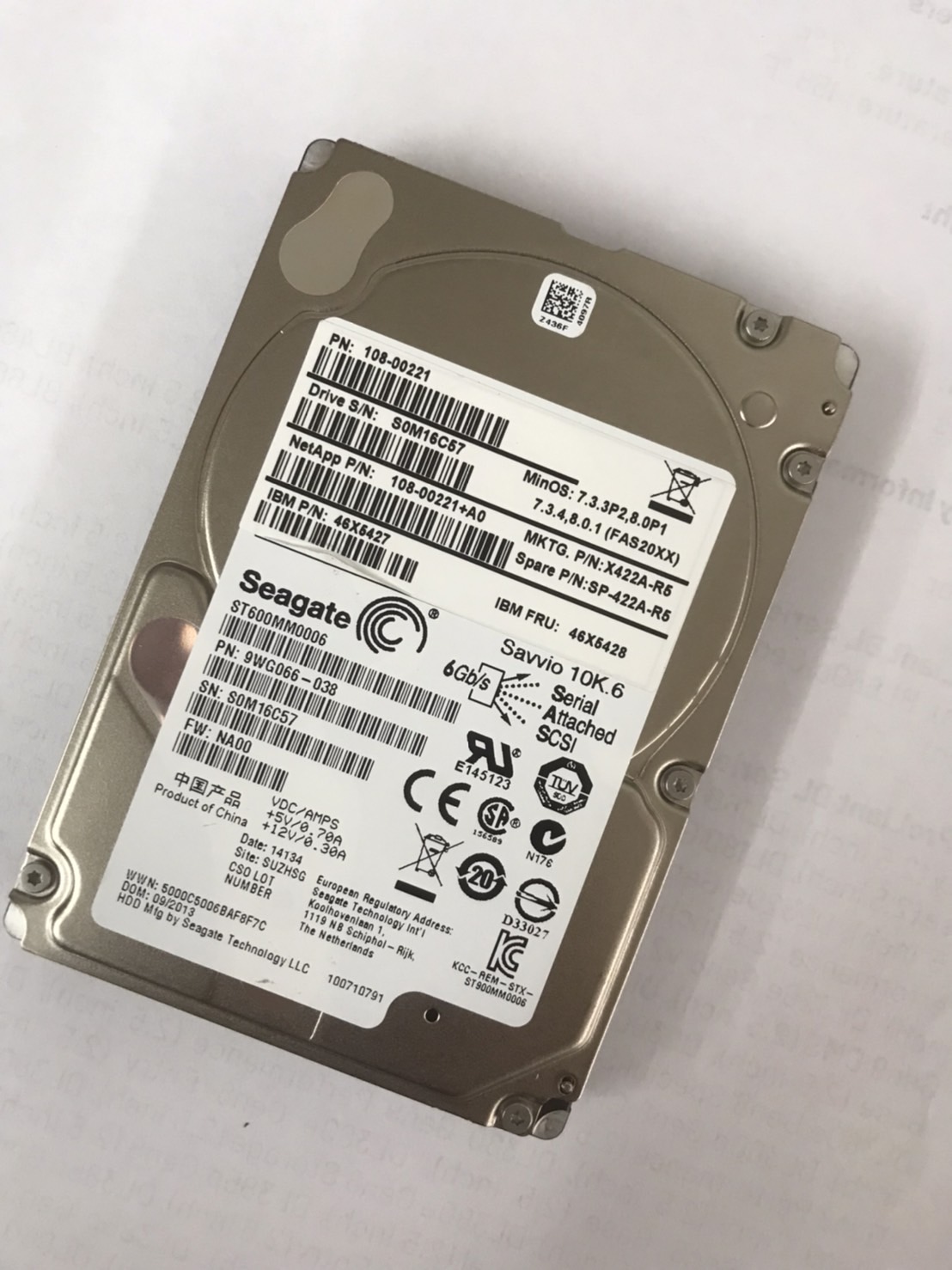 Netapp IBM 600GB 10K 6G SAS 2.5'' HDD Hard Drive Seagate X422A-R5 // ST600MM006 / FRU 46X5428 / 46X5427 / 108-00221 / 9WG066-038 (Used) // สินค้ารับประกัน โดย บริษัท อะไหล่เซิร์ฟเวอร์ จำกัด